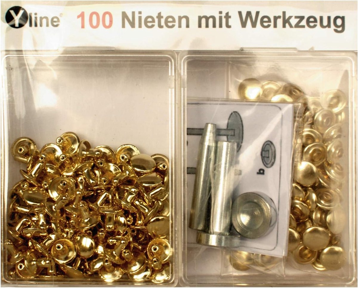 Hollow rivets 9mm - gouden - roestvrij - inclusief gereedschap voor eenvoudig gebruik - ShopVlot
