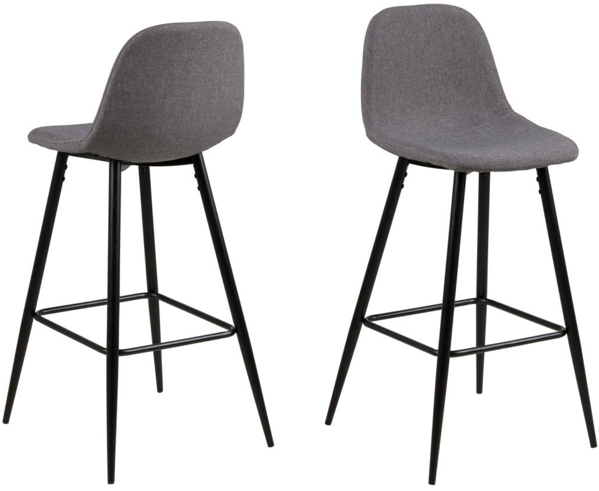 Giga Living Barstoel Willy - Lichtgrijs Stof - Zithoogte 65cm - Set van 2
