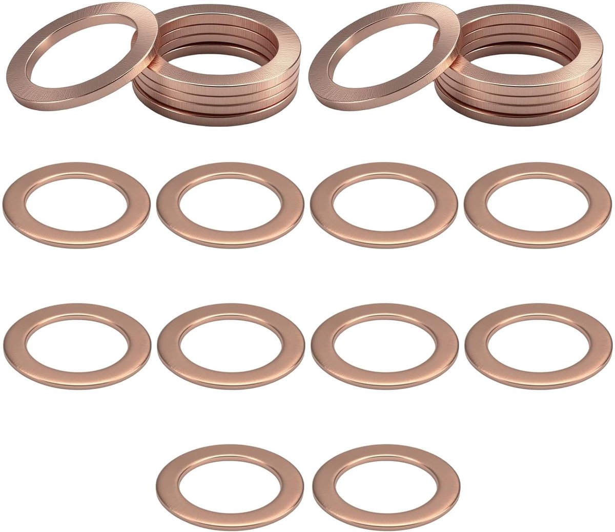 Afdichtringen M14 x 20 mm - Platte koperen afdichtingsset - Corrosiebestendig - Geschikt voor schroeven en bouten - ShopVlot