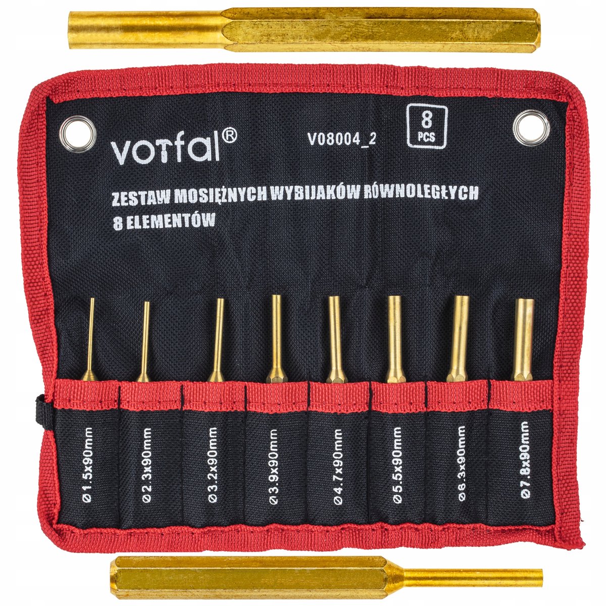 8-delige Messing Centerponsen Set, 1.5-7.8mm