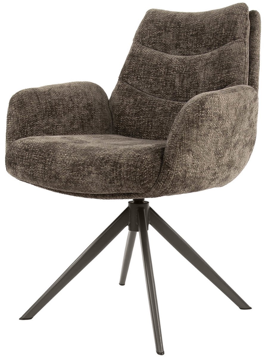Giga Meubel Armstoel Hoven Taupe/Bruin – Draaibaar – Polyester - Set van 2