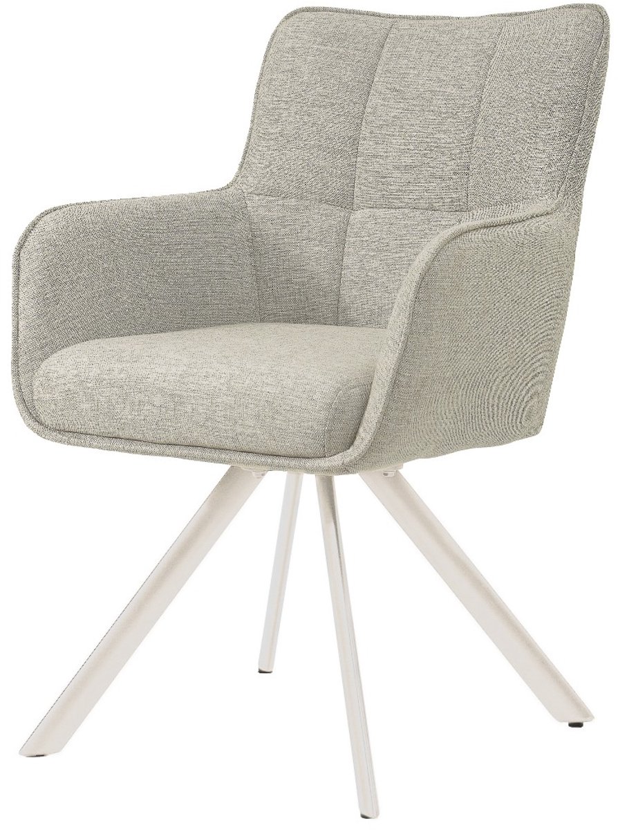 Livingfurn Eetkamerstoel Tori - Zand/Wit - Draaibaar - Set van 2