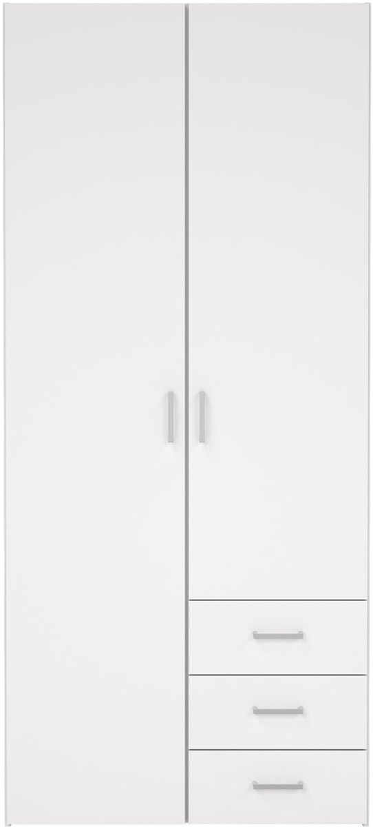Giga Living Kledingkast Slaapkamer Wit - 2-deurs met 3 lades - MDF - 77,6x50x175cm