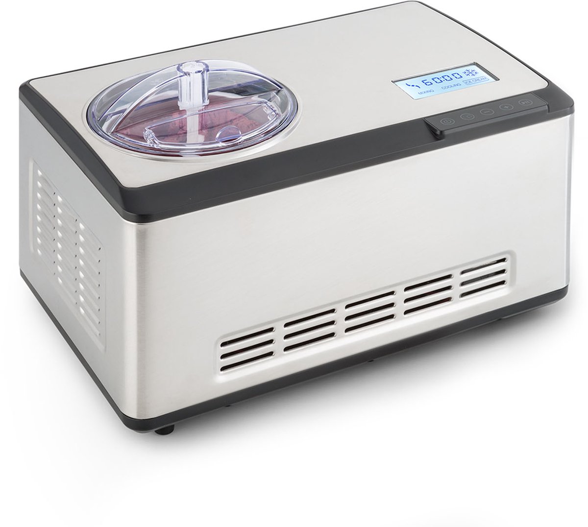Klarstein IJsblokjesmachine Dolce Bacio IJsmachine met Compressor 2L LC Display Touch RVS - Roomijsmachine IJsbereider Softijsmachine - voor Bar voor Feest voor Thuis - LED Auto-Stop - Ice Maker - Ice Cube Maker - IJsmaker