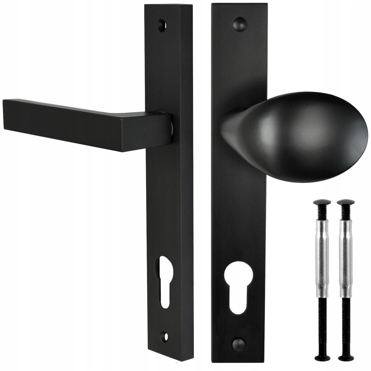 Deurkruk met vaste greep, zwart mat, 92mm, linkshandig