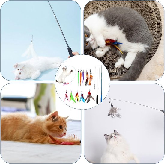 Kattenhengel - Multicolor - 32-68 cm en 37,5-98 cm - Uittrekbare Hengels - Voor Katten — afbeelding 5