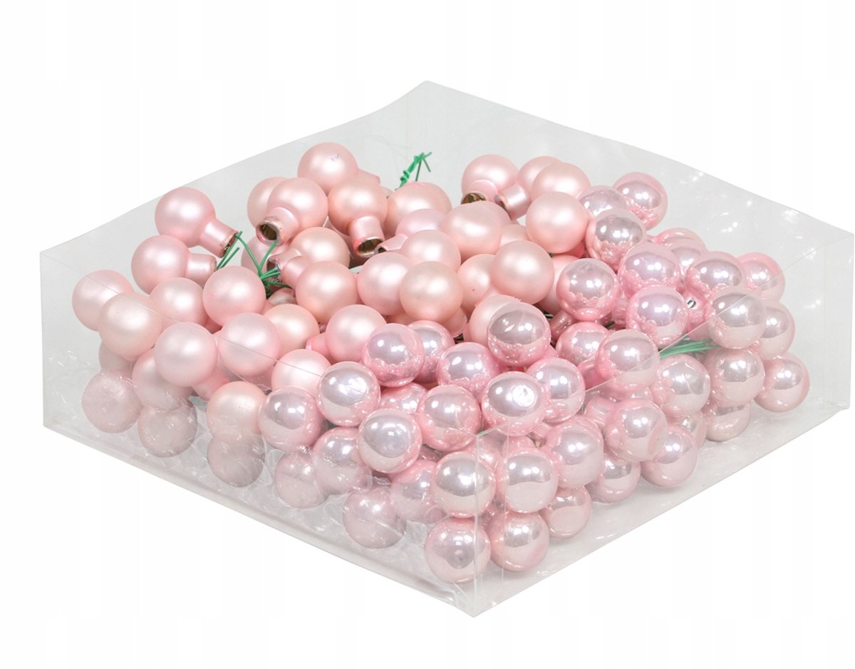 Glazen Kerstballen Roze Baby Pink 2cm 36 Stuks met Draad