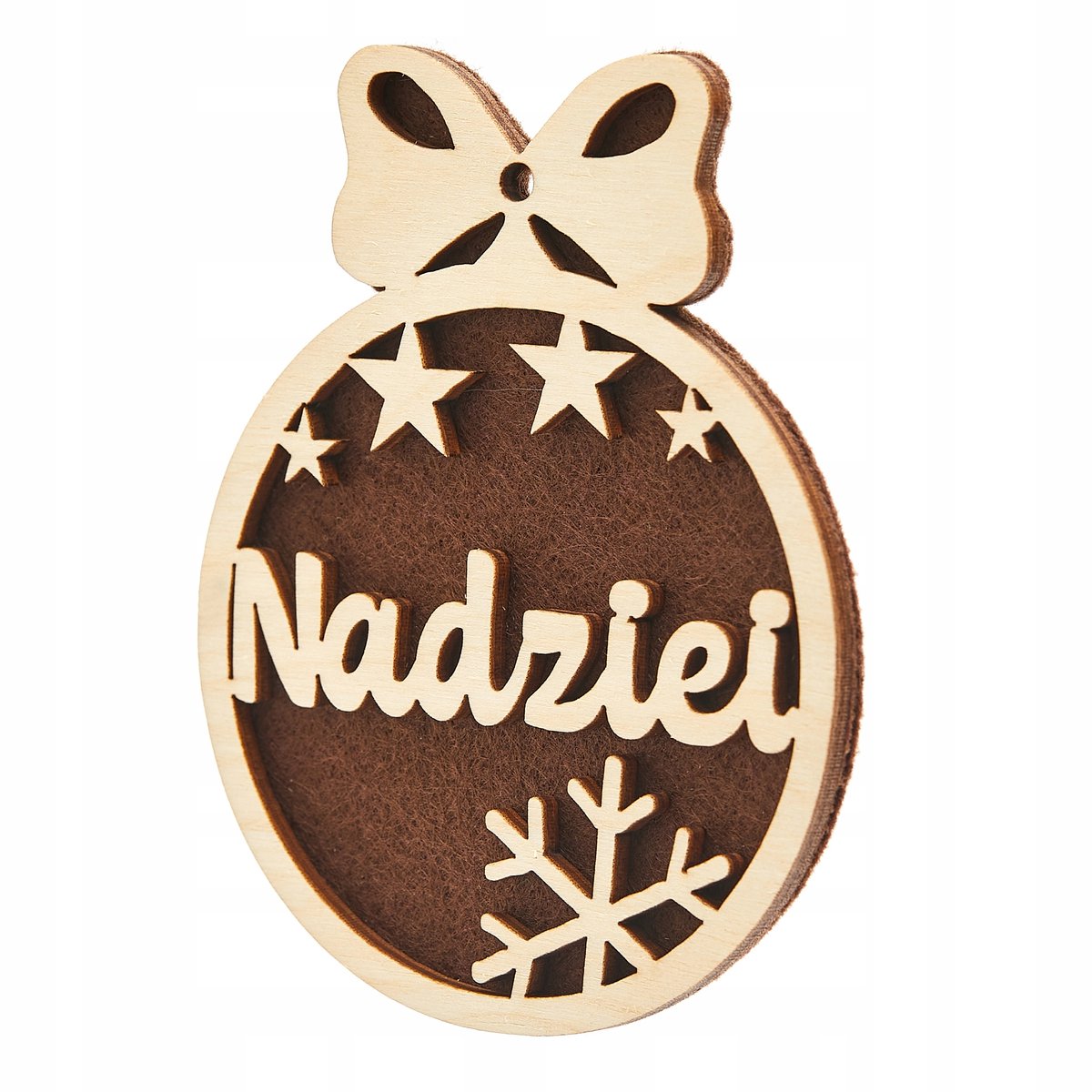 Houten Kerstbal met Wens - Bruin - Unieke Decoratie
