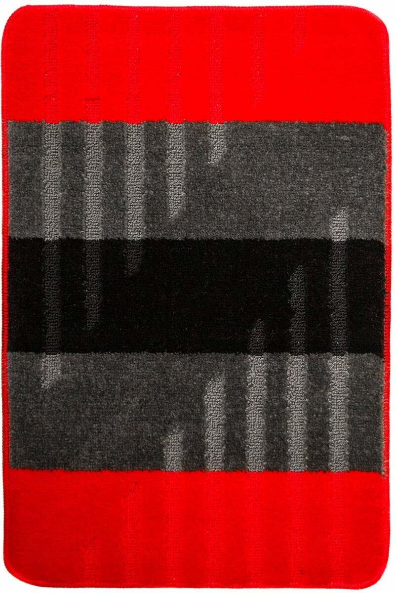 Antislip Badmat VIC 50x80 cm Rood Grijs Gestreept