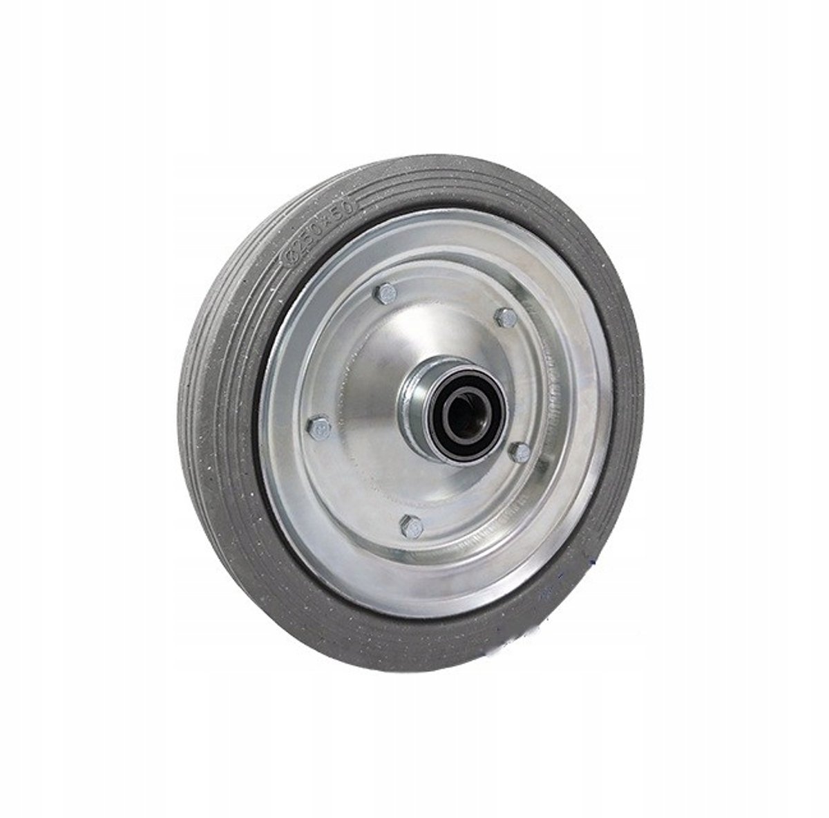 Steunwiel 250mm, 220kg, 30mm asgat, metaal-rubber, grijs