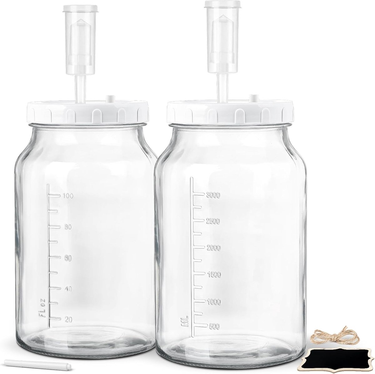 Fermentatieglazen 4 liter - Met luchtlock - Breed mondstuk - Ideaal voor kimchi en groenten