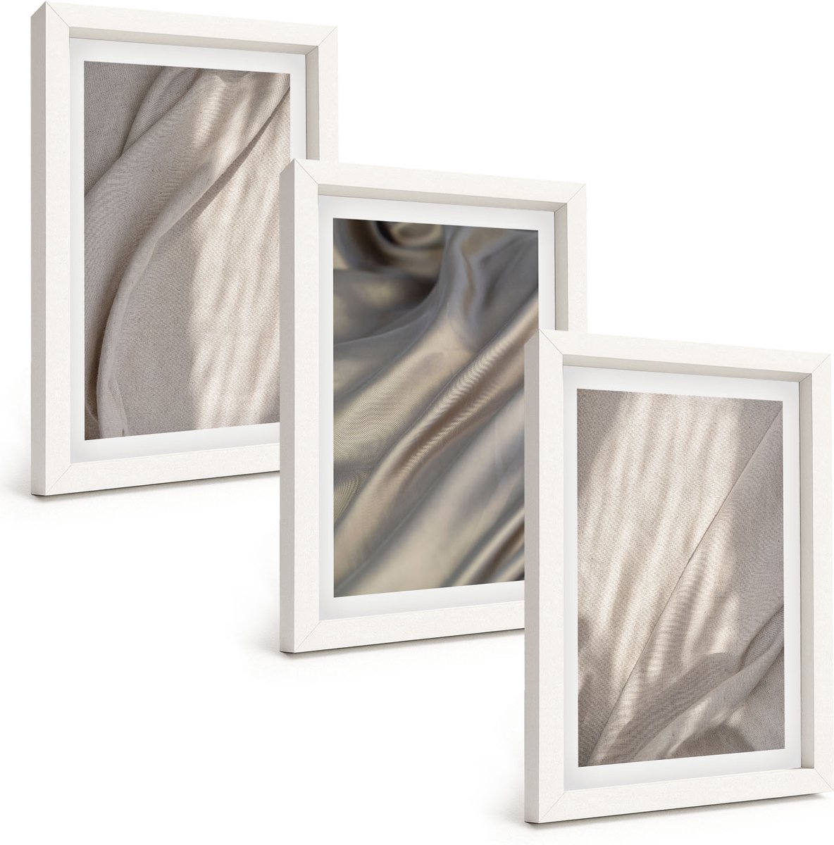 Tulup 3-Delige Schilderij Set - Natuurlijke textielstructuren van dichtbij - Boho - 20x30 - Wanddecoratie - Schilderijen Set - Interieur - Decoratieve Schilderijen