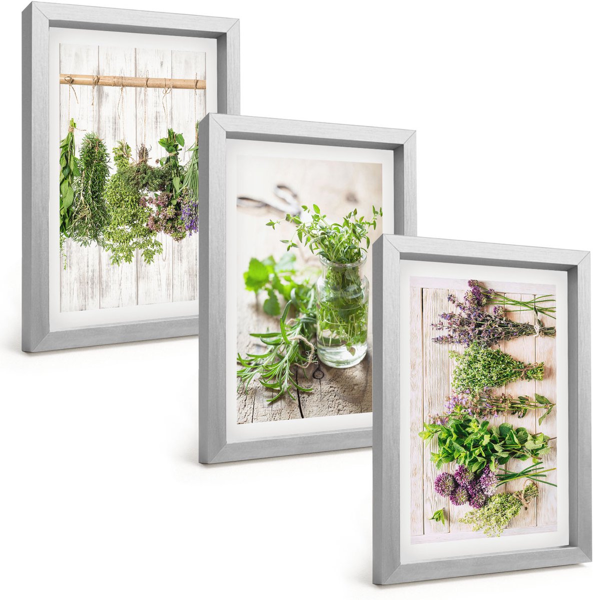 Tulup 4-Delige Schilderij Set - Kruiden en planten drogen voor in de keuken - 20 x 30 cm - Muurdecoratie - Wanddecoratie - Hal - Moderne Wanddecoratie
