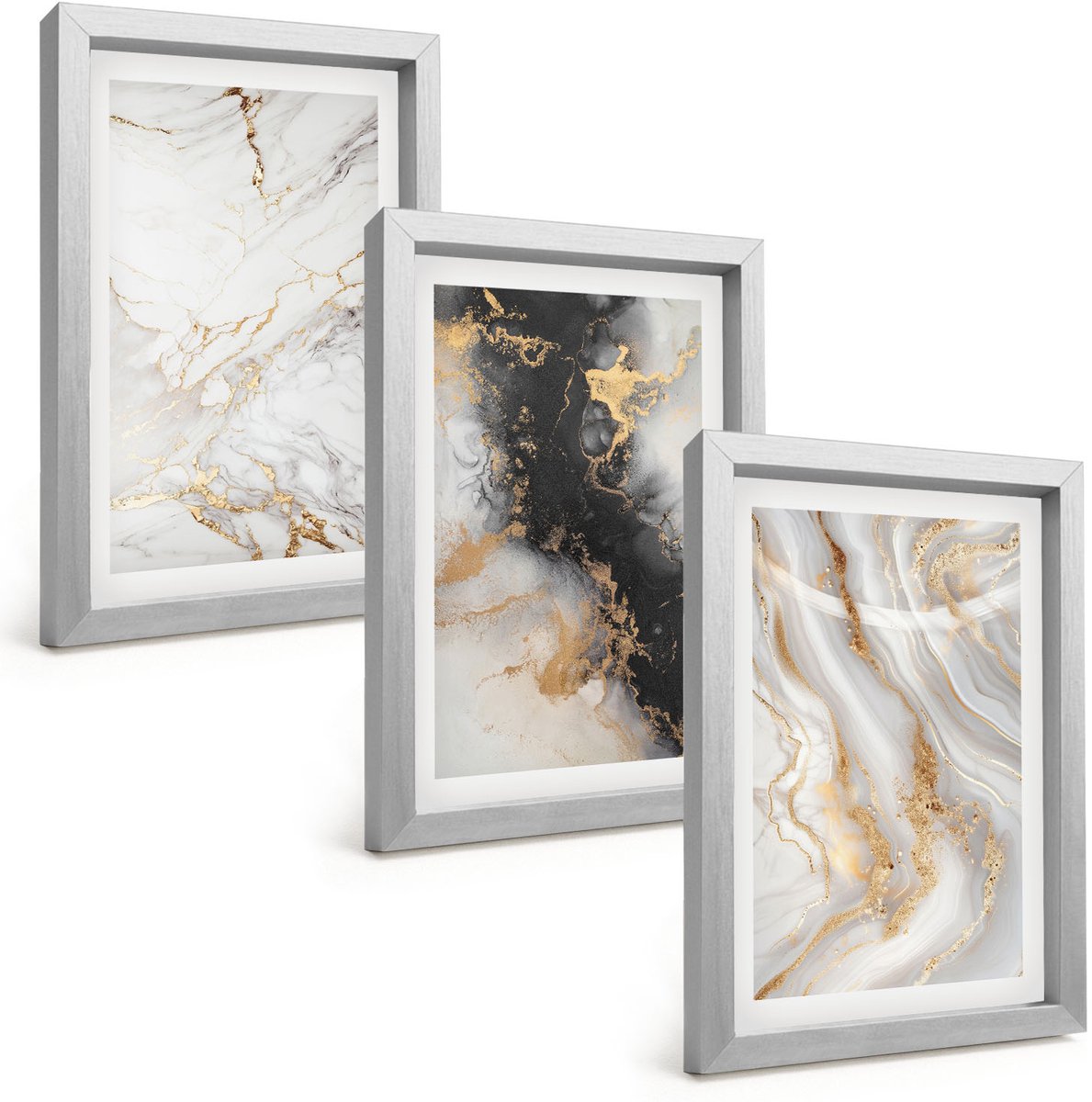 Tulup 4-Delige Schilderij Set - Abstracte patronen in zwart-wit tinten - 20 x 30 cm - Decoratieve Schilderijen - Wanddecoratie - Hal - Woonkamer Decoratie