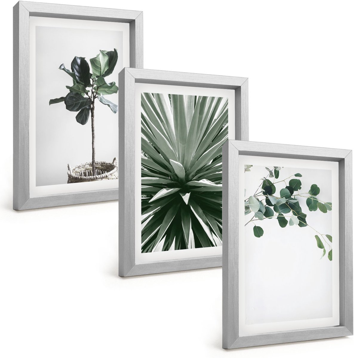Tulup 4-Delige Schilderij Set - Groene planten in een minimalistische stijl - 20 x 30 cm - Decoratieve Schilderijen - Woonkamer - Interieur - Wanddecoratie