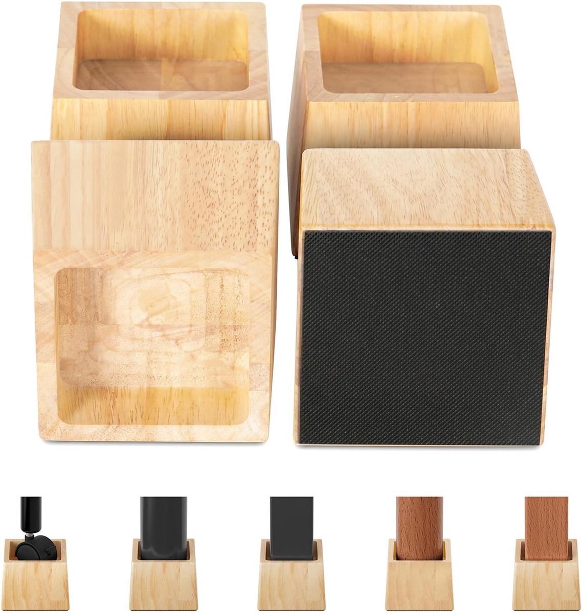 Beenverhoger voor in bed - Houtskleur - 7 cm (3H, binnenste 5 cm) - Massief Houten Meubelverhoger - Voor Bed, Bank en Stoel