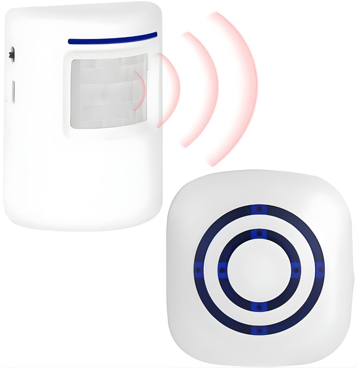 Lìon® Opritverklikker - Doorgangsmelder - Opritverklikker Voor Buiten - Opritverklikker Draadloos - Wit - 7cm x 8cm x 8cm