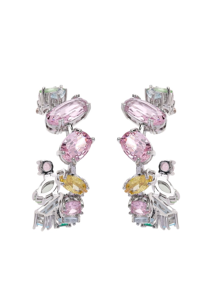 AVANT-GARDE PARIS Oorbellen - Hoops - Multicolor - Pastelstenen - Speels en Bohemian geïnspireerd - Rhodium Plated