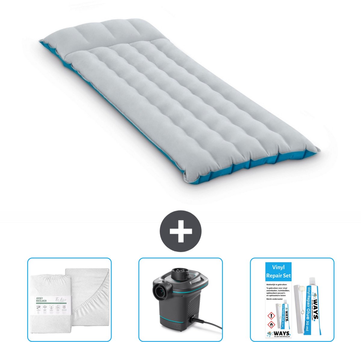 Intex Campingmat - 1-Persoons - 67 x 184 x 17 cm - Blauw - Inclusief Accessoires CB4