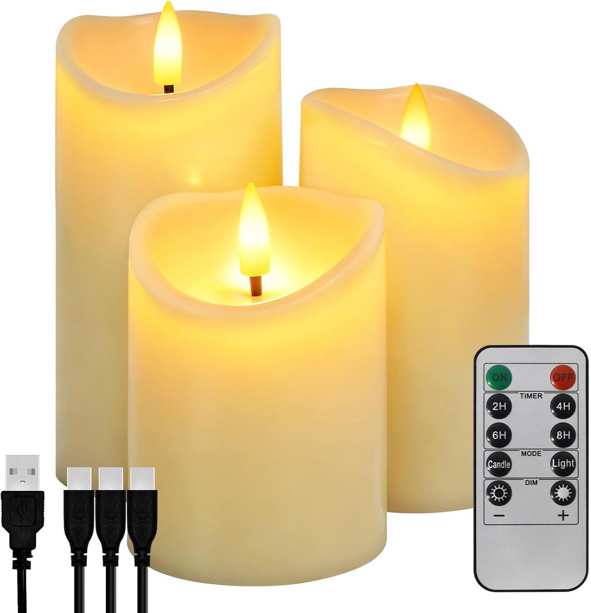 LED Kaarsen Set - 3 Vlamloze Kaarsen van Echt Was - Flickerende Lichten - Creëer een Sfeervolle Atmosfeer - ShopVlot