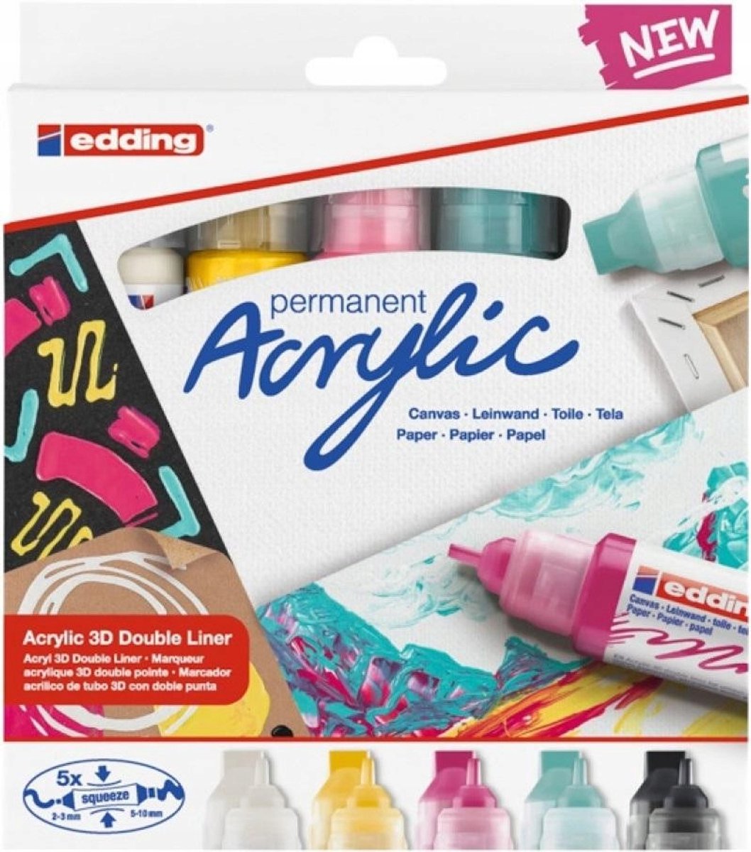 Acryl Markers Set 5 Stuks Dubbelzijdig voor Creatieve Projecten