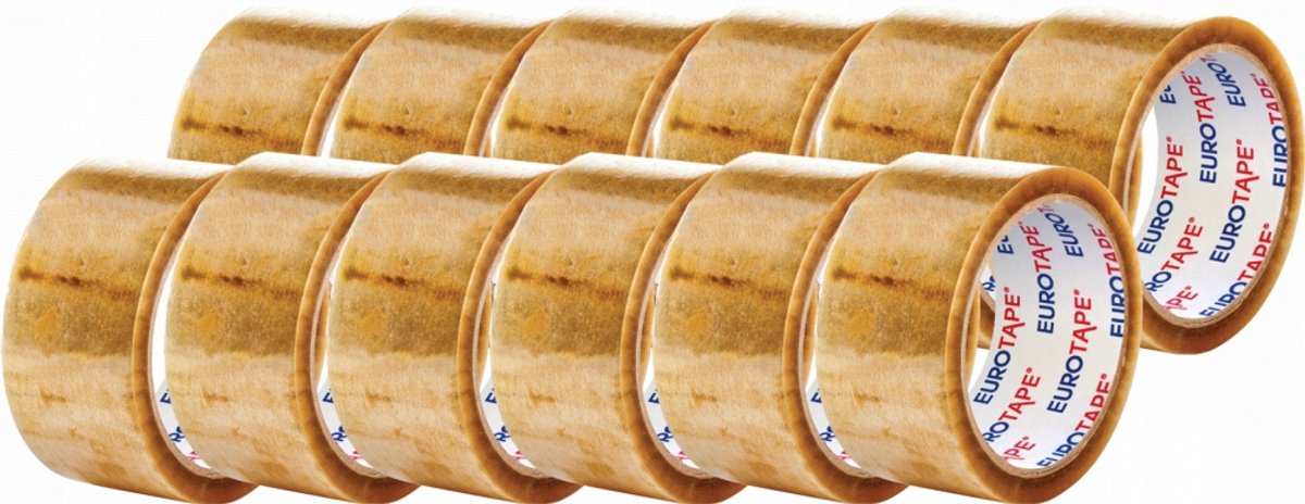 12x Sterke Pakkingstape 48mm x 60m Transparant - Rubber Kleeflaag