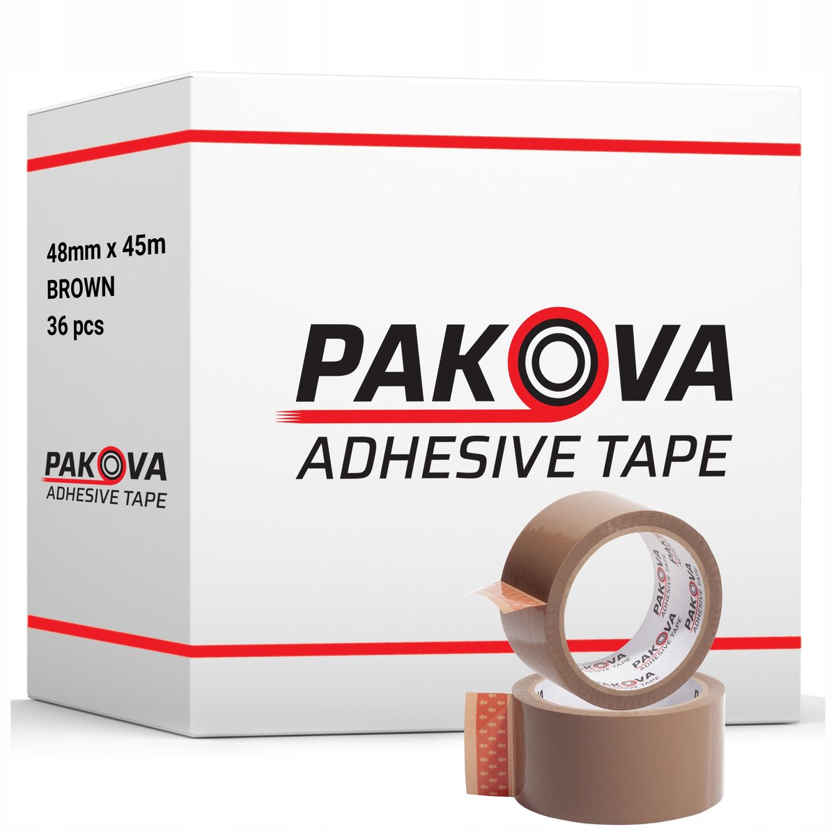 Bruine Pakkingstape 48mm x 45m - 36 Rollen - Sterke Kleefkracht