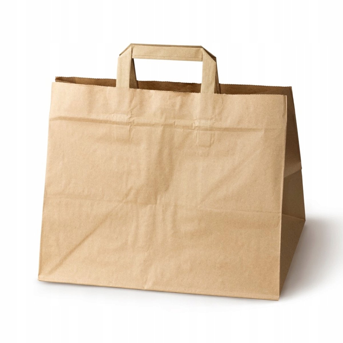 Bruine papierlades 32x22x24,5 cm met plat handvat - 25 stuks