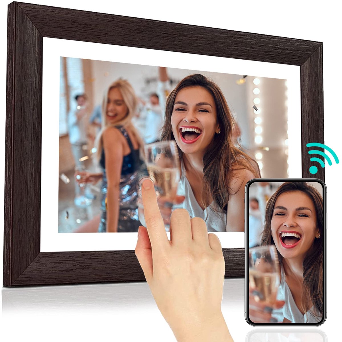 Digitale fotolijst 10,1 inch - WiFi met 16 GB opslag - touchscreen en cloudfunctie - deel eenvoudig foto's en video's - ShopVlot