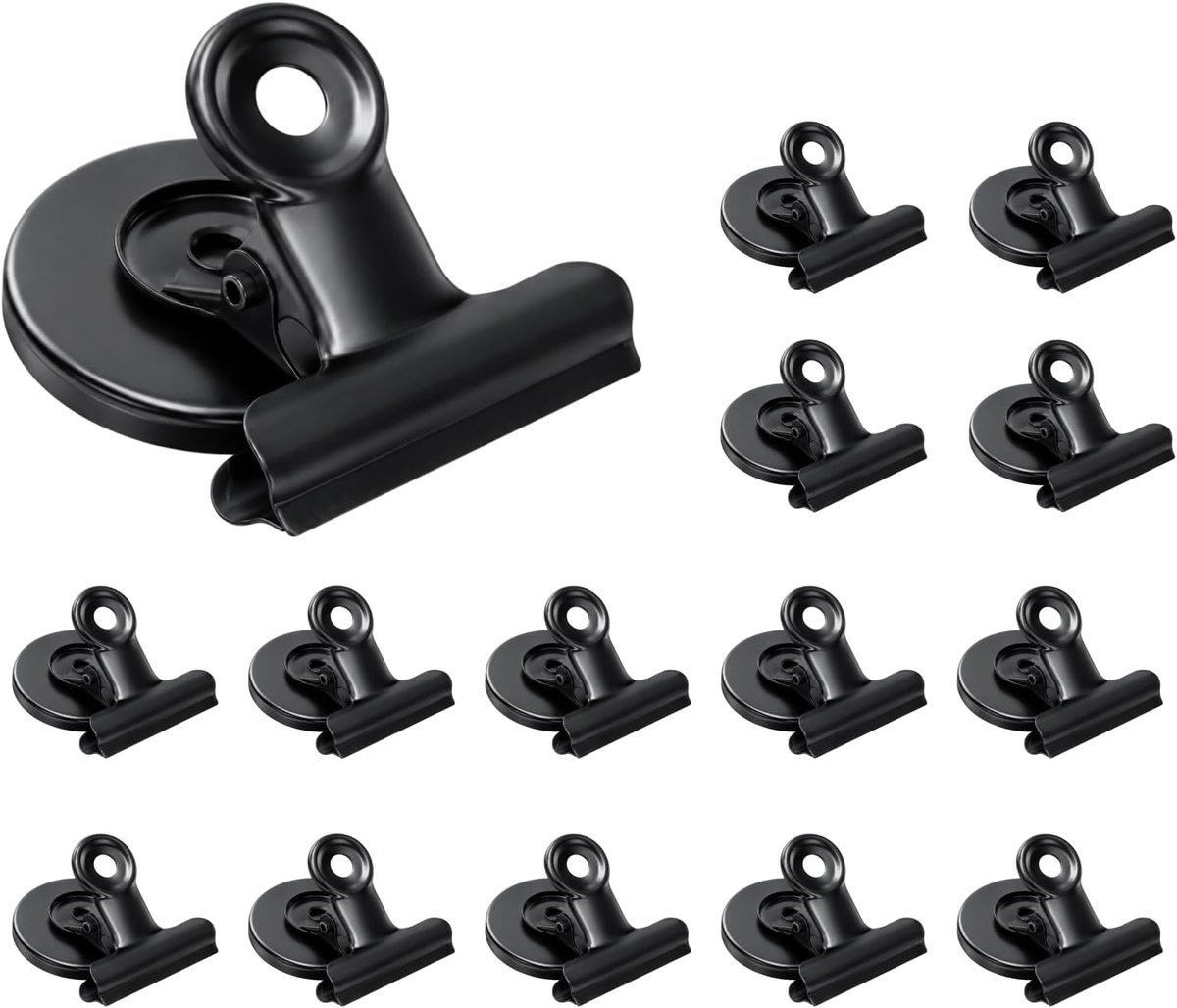 Magneetclips 30 mm - zwart - sterke magneetkracht - ideale klem voor koelkast - ShopVlot