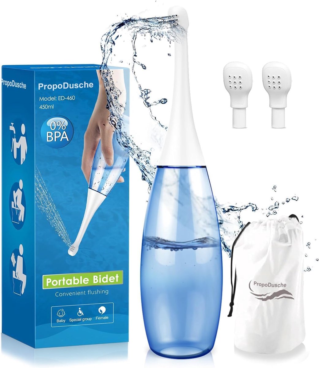 Intieme douche bidet 450 ml - draagbaar met opbergtas - ergonomisch design - zachte reiniging - ShopVlot