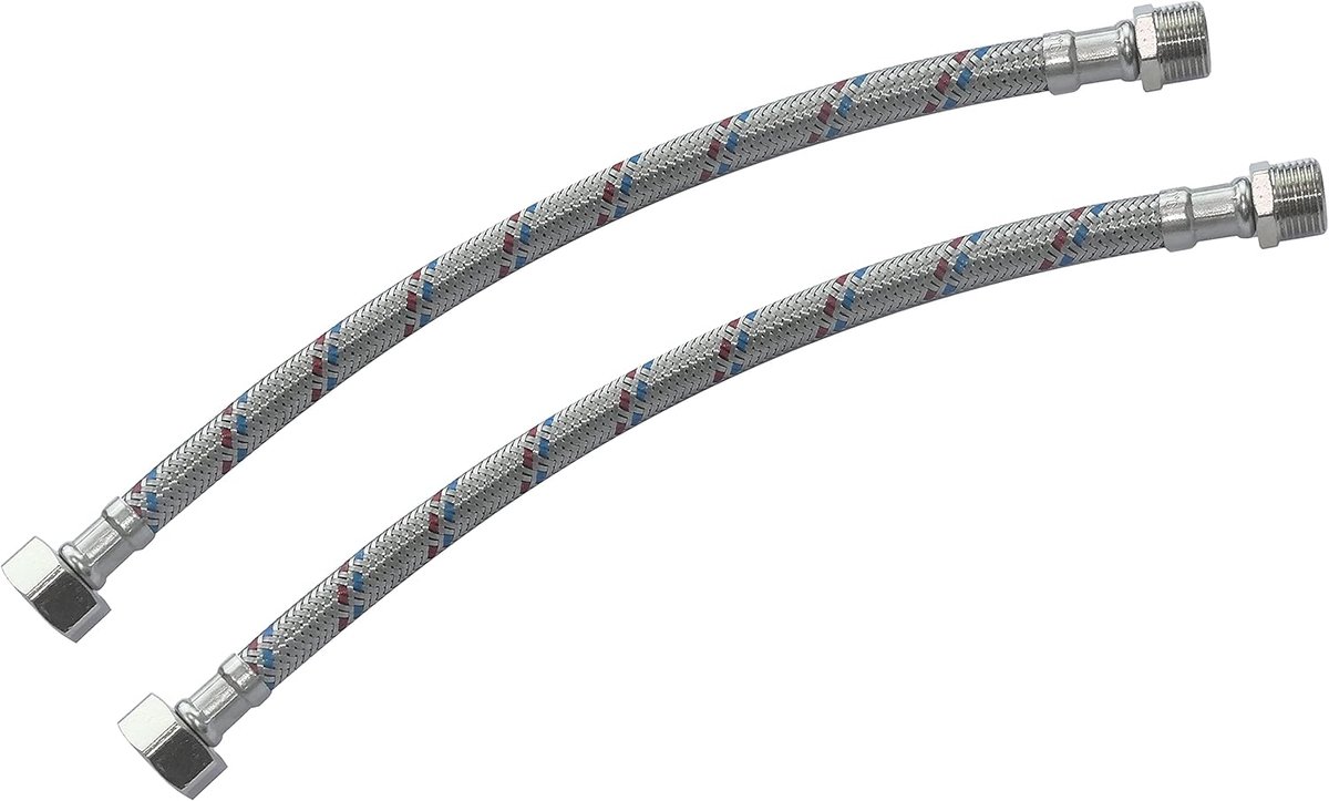 Flexibele aansluitslang 300 mm - 1/2 inch vrouwelijk - 3/8 inch mannelijk - voor sanitair en verwarming - ShopVlot