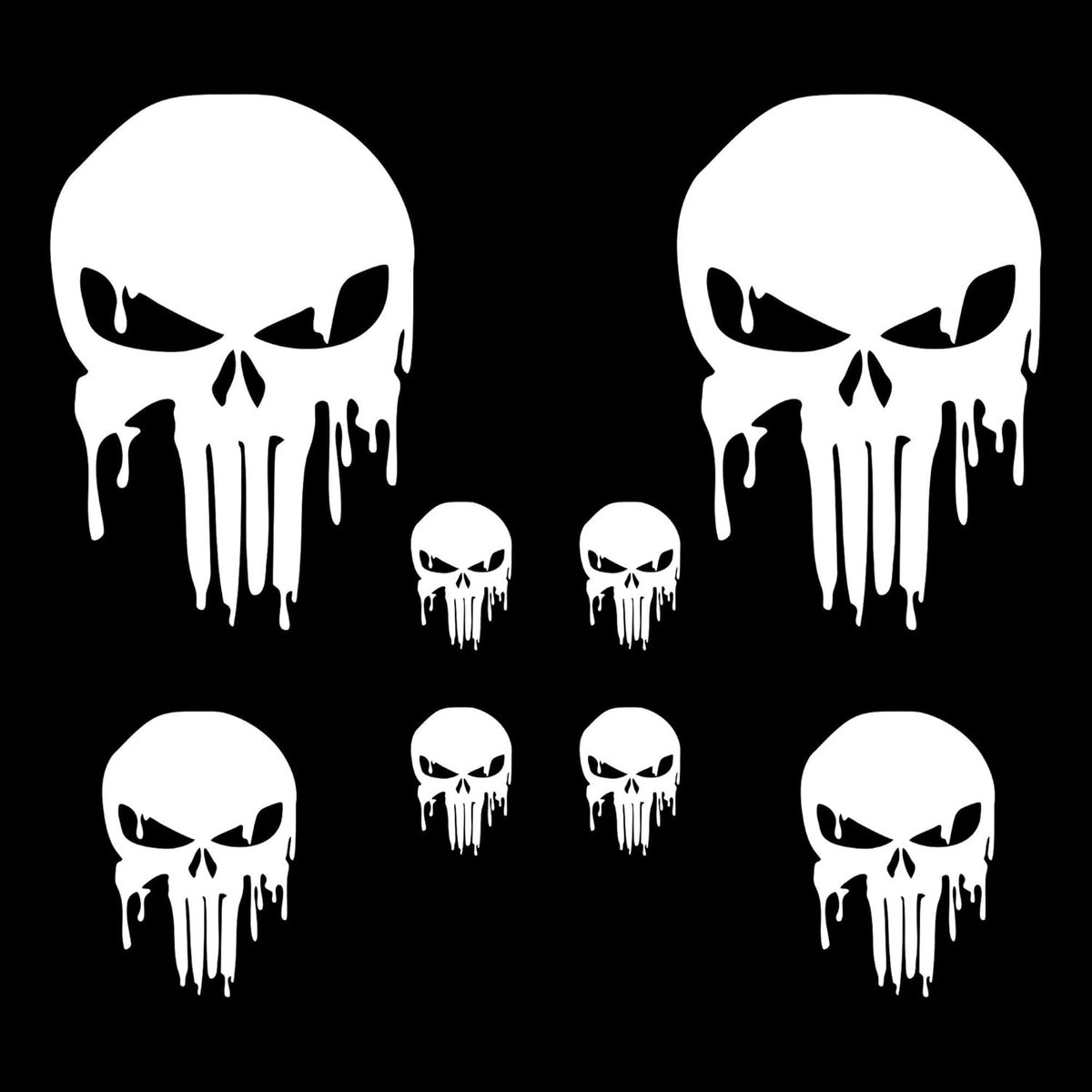 Autodomy Stickers Skulls - Set of 8 - Vinyl Sticker Car - Exterior Car Stickers - Fused Skull Vinyl - ShopVlot