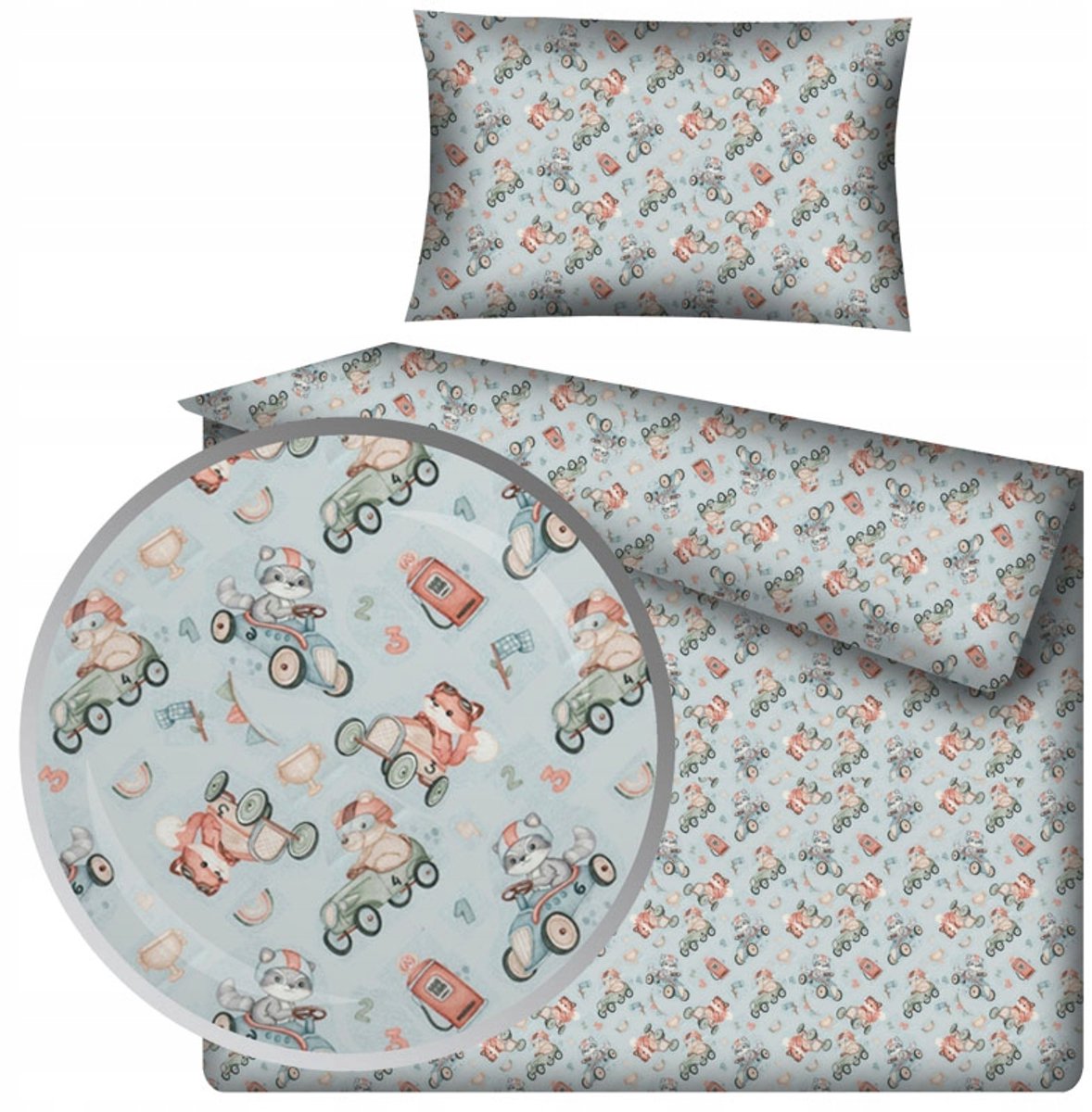 Vrolijk Kinderbeddengoed Katoen 100x135 cm met Auto's en Beertjes
