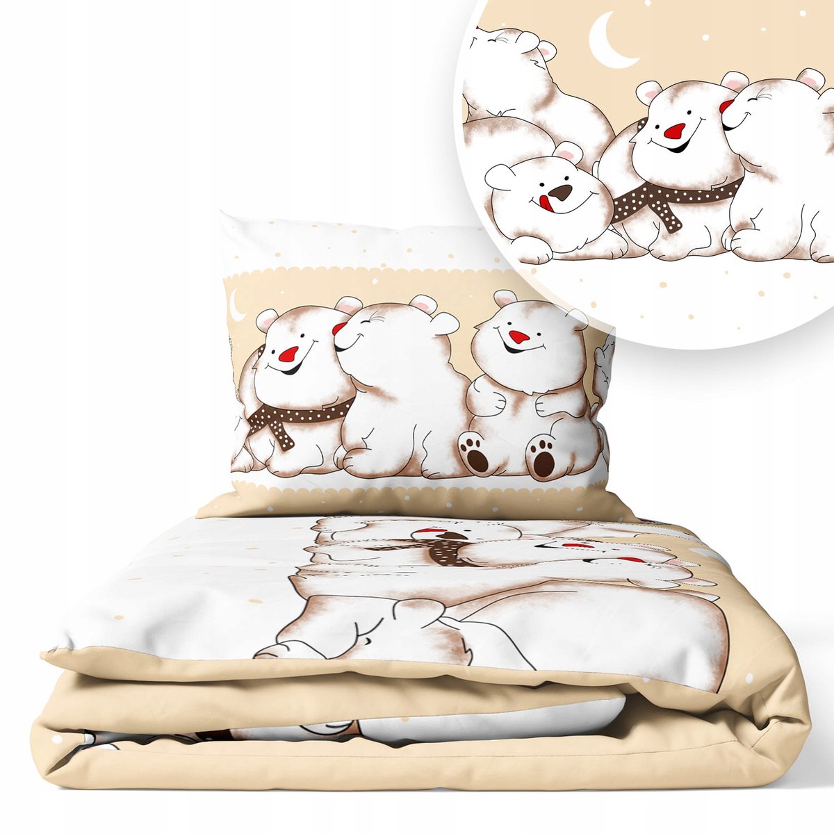 Kinderbeddengoed 120x90cm 2-delig - Zachte Katoen - Polar Beer Beige