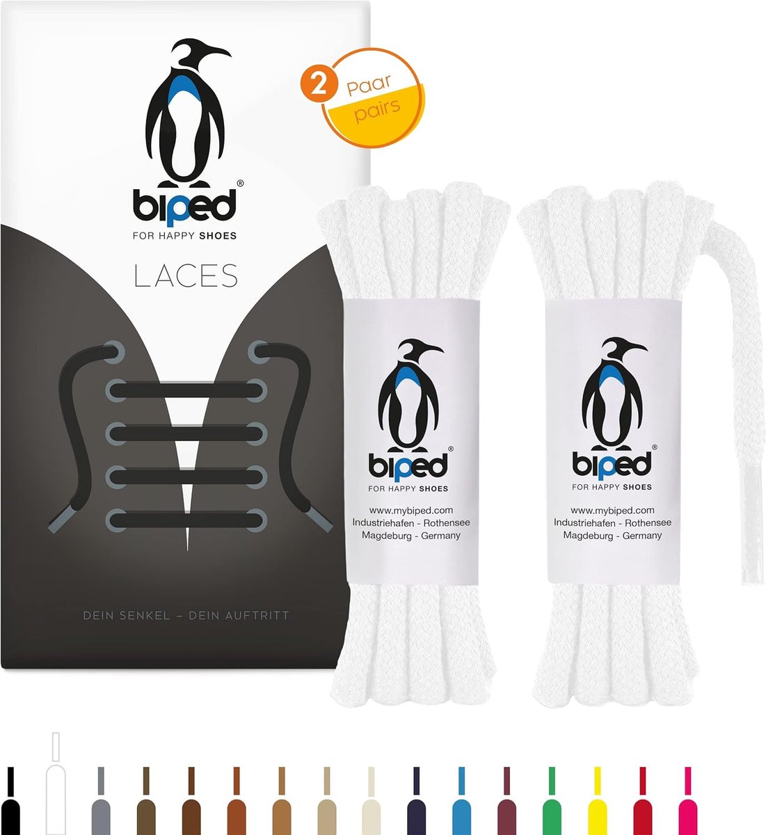 biped LACES 2 Pairs Round Cotton Shoelaces ø 5 mm Extra Thick - ShopVlot