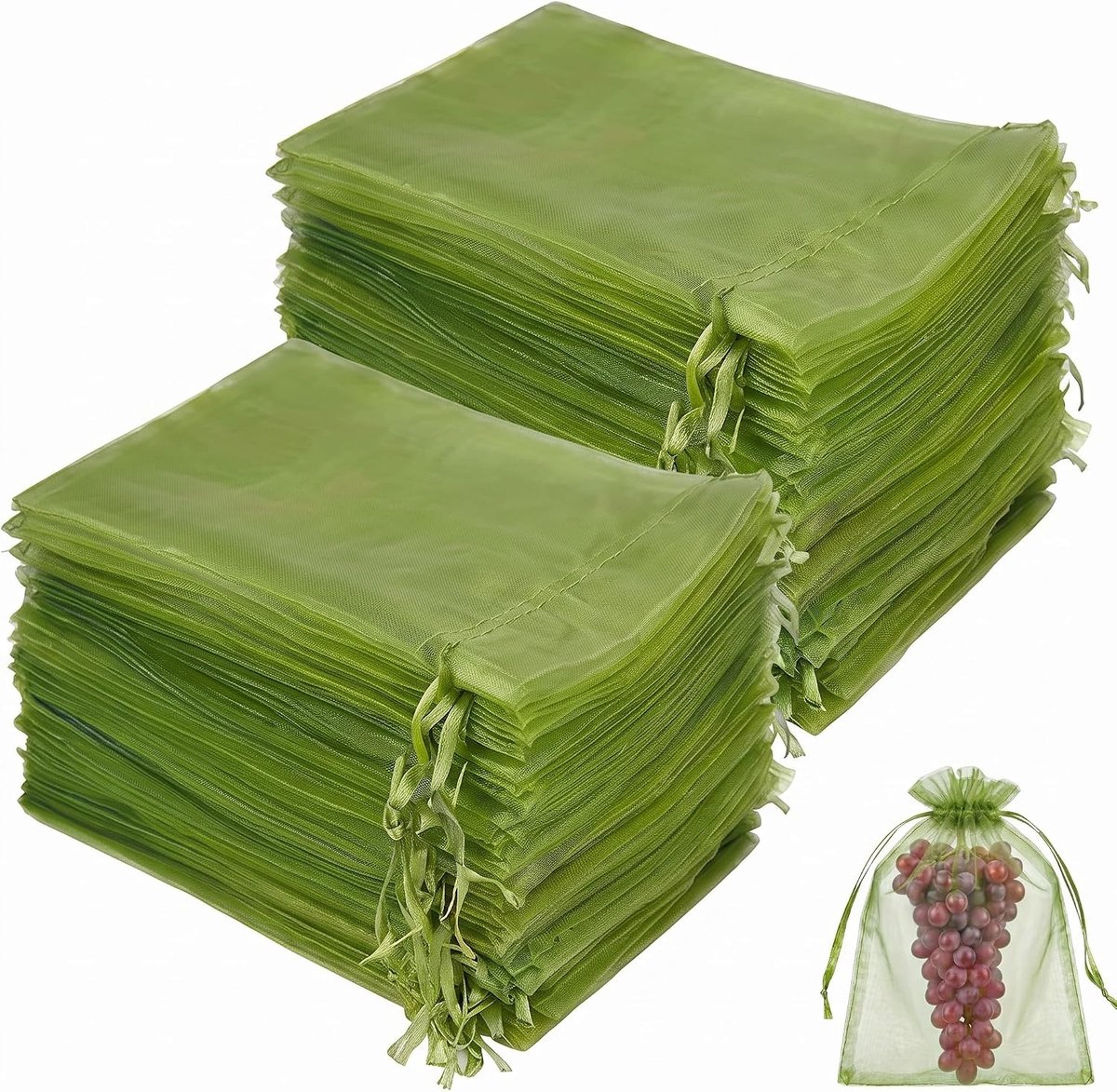 50 stuks fruitbeschermingszakken, 17 x 23 cm, druivenzakken van organza met trekkoord, insectenwerend net, wespen en - ShopVlot