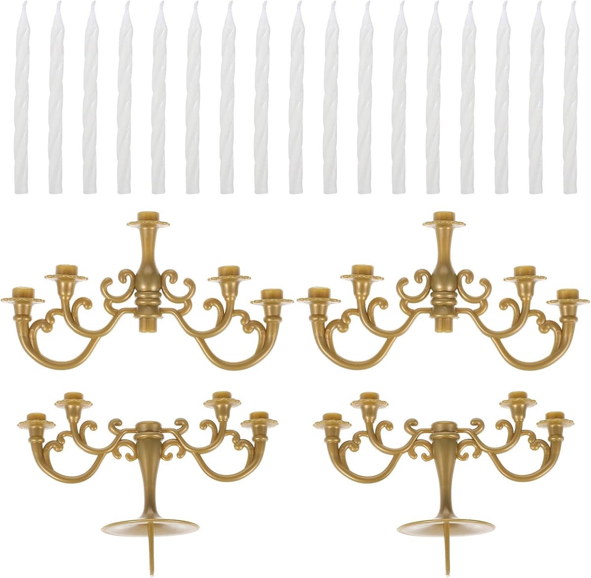 Taarttopper Kaarsenhouder - Goud - 10 x 10 x 18 cm - Herbruikbare Kandelaar voor Verjaardagstaarten