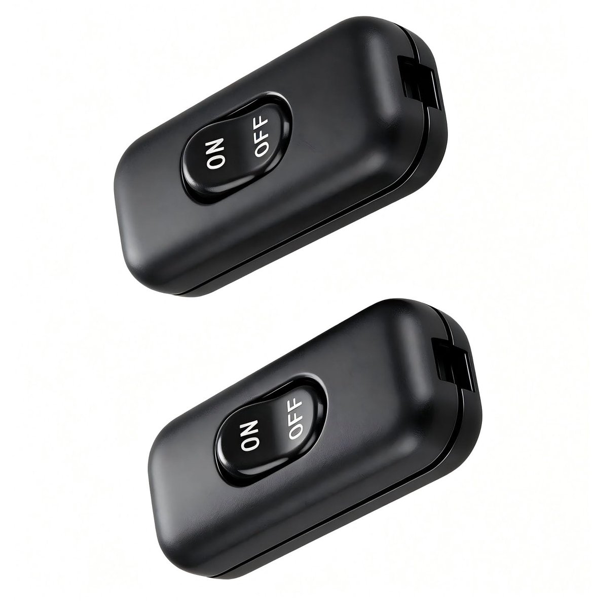 2 stuks inline-kabelschakelaar, 6 A, 250 V, tussenschakelaar met wip, aan/uit, voor lamp, kleine apparaten (zwart) - ShopVlot