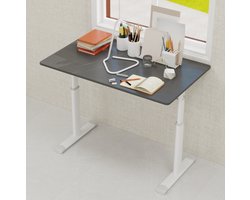 Bureau Verstelbaar Met Handmatige Hoogteverstelling 100 X 60 Cm Metaal En Hout Grijs Voor Thuiswerk, Studie En Staand Werken