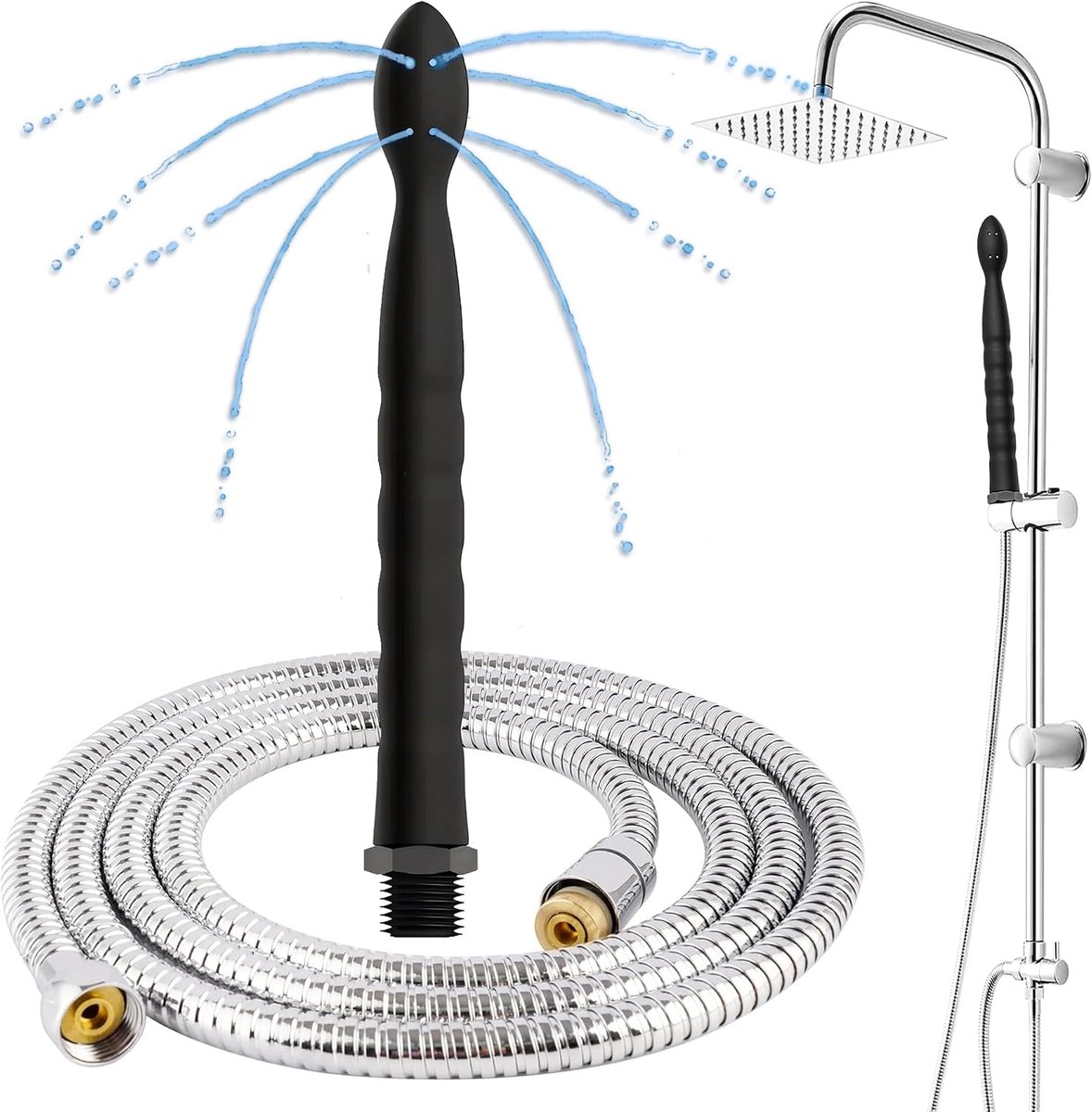 Sadodo Zachte intieme doucheset – premium billendouche met 145 cm slang en 24 cm zachte siliconen opzetstuk, voor - ShopVlot