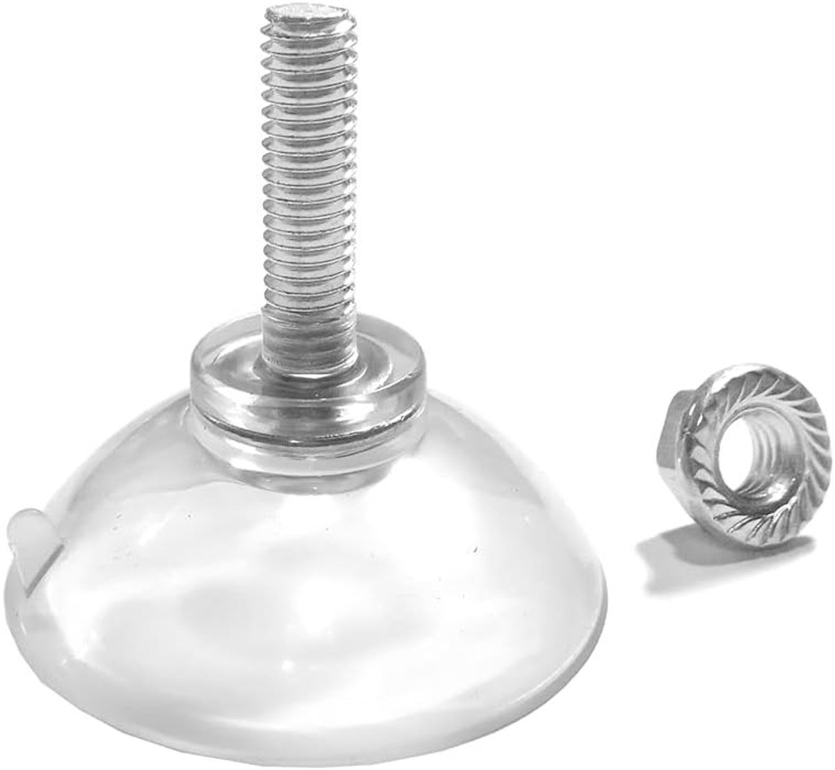 Zuignap met schroefdraad - Transparant - Diameter 4,4 cm, Schroeflengte 2,2 cm - PVC Zuignap met M6 Schroefdraad - Voor Meubel- en Machinebevestiging