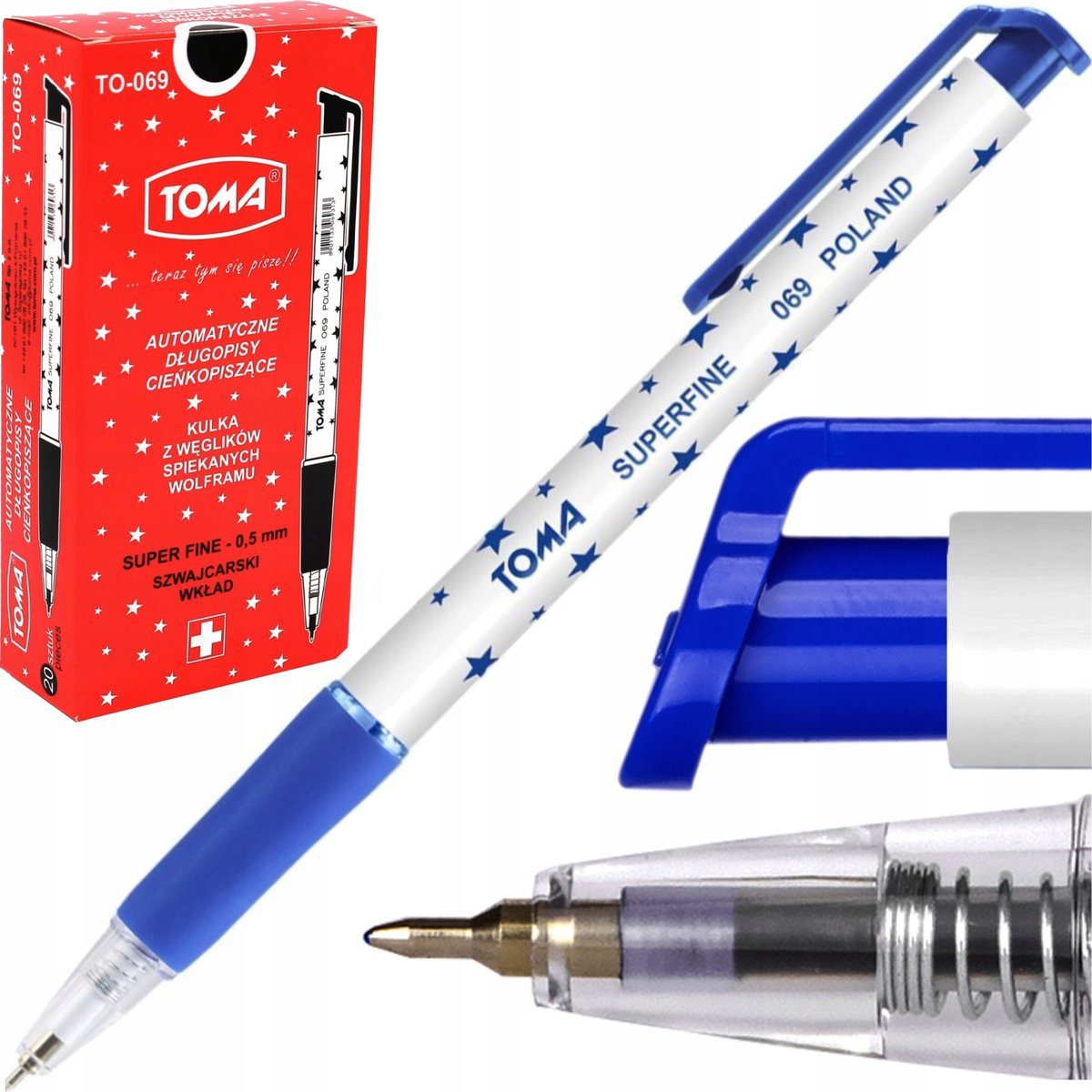 20x Blauwe Sterren Automatische Pen - 0,5 mm Fijne Punt