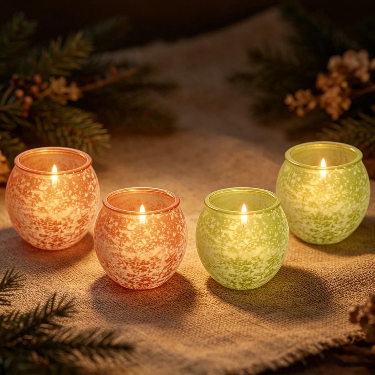Set van 4 theelichthouders glas, kaarsenglazen voor decoratie eettafels - ShopVlot