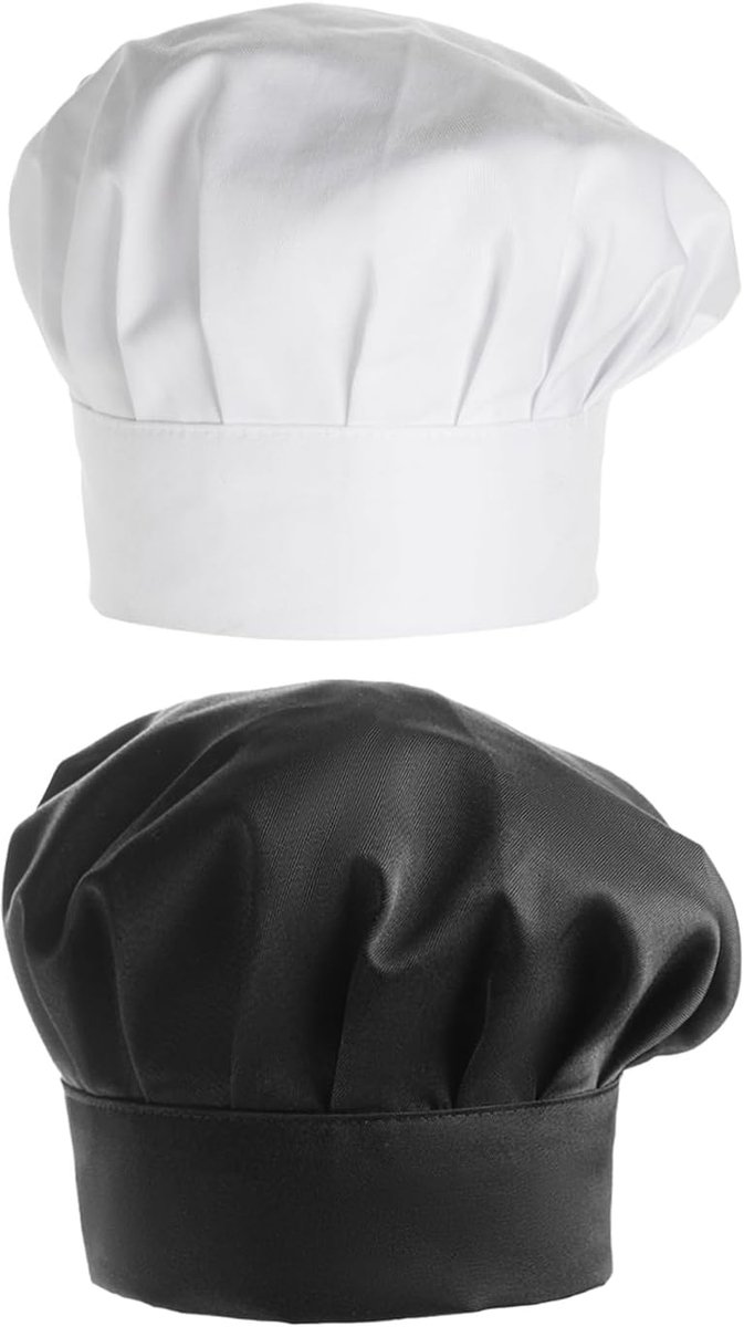 2 Chef Hoeden, Unisex Stijl, Verstelbare Hoofdomtrek, Lichtgewicht En Comfortabele Stof, Geschikt Voor Koken En - ShopVlot