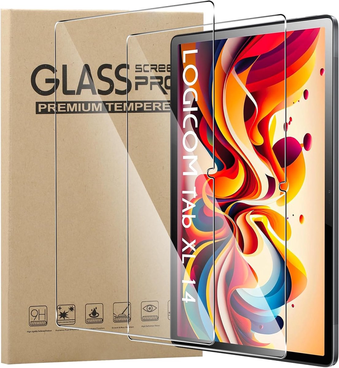 MEMELOKA Tempered Glass for Logicom Tab XXL 14 inch, Pack of 2 Hardness, 9H Hardness, Scratch-Resistant, Bubble-Free - ShopVlot