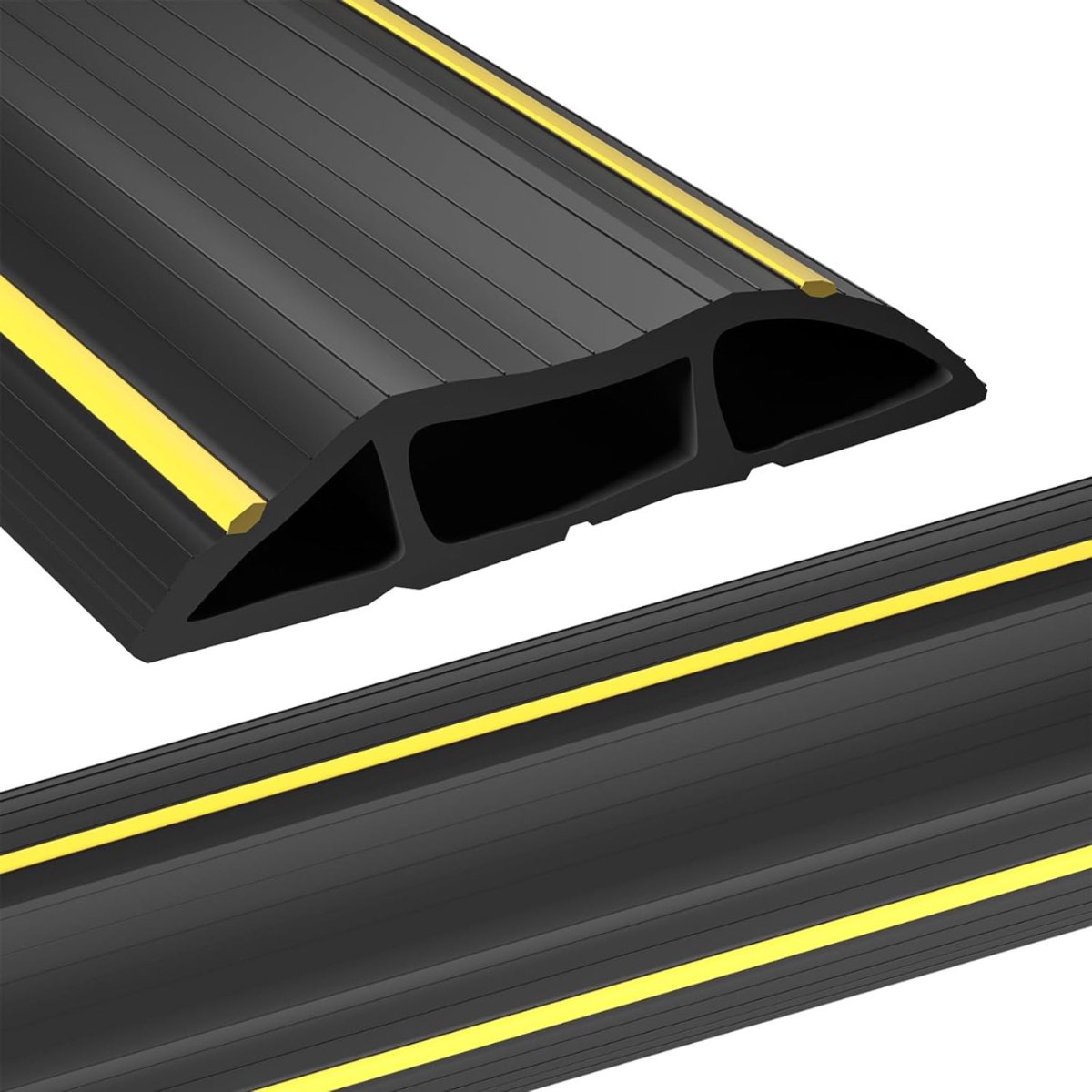 QUOVO® Kabelmat - Kabelgoot Flexibel – 2 Meter Lengte - Kabelbrug - Kabelbeschermer - Kabeldrempel – Kabelmanagement - Kabelmantel - Zwart - 135cm x 5cm x 2cm