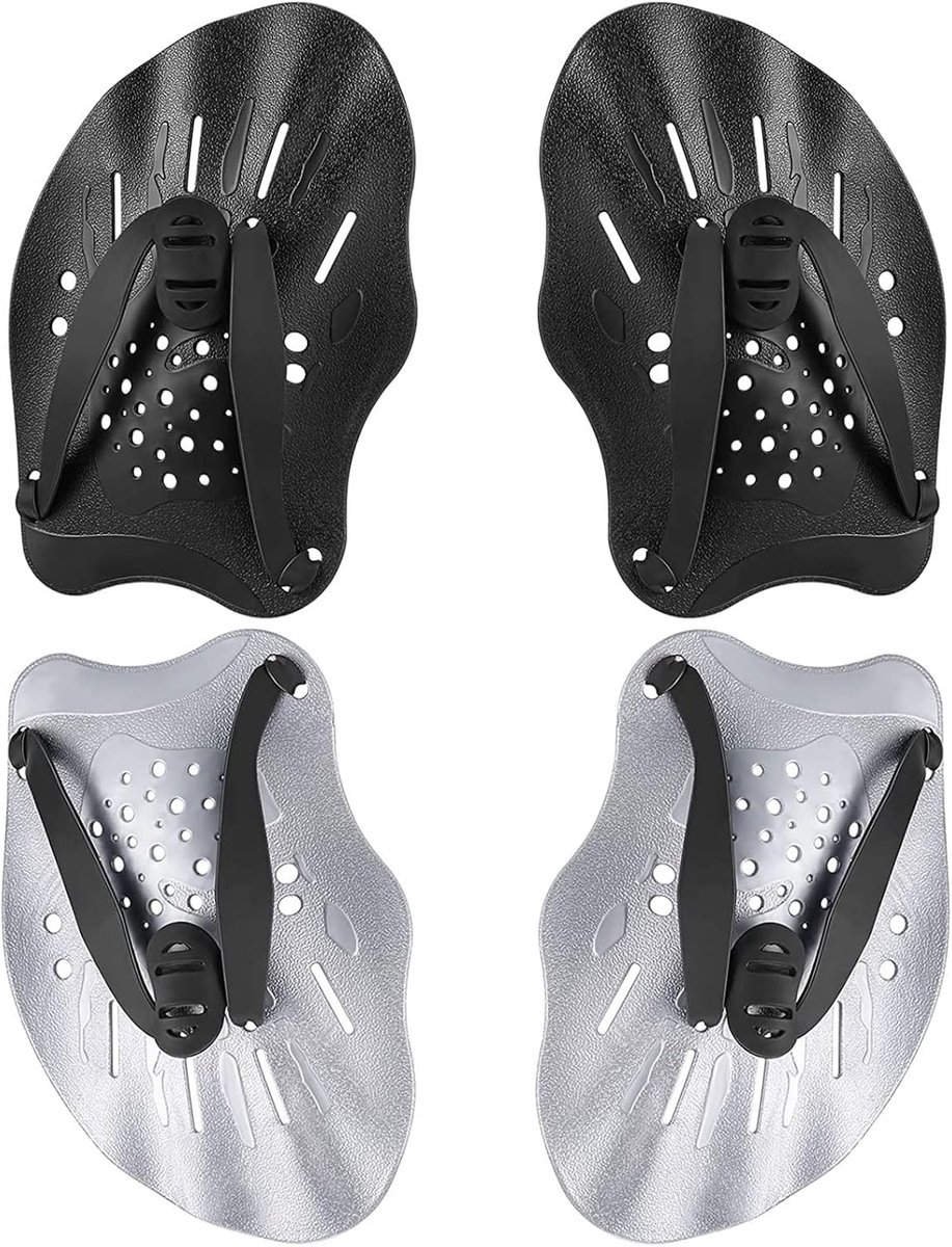 Handpeddels voor Zwemtraining - Zwart - 13,5 x 20 cm - Duurzame Trainingshulp met Verstelbare Riemen - Voor Volwassenen en Kinderen