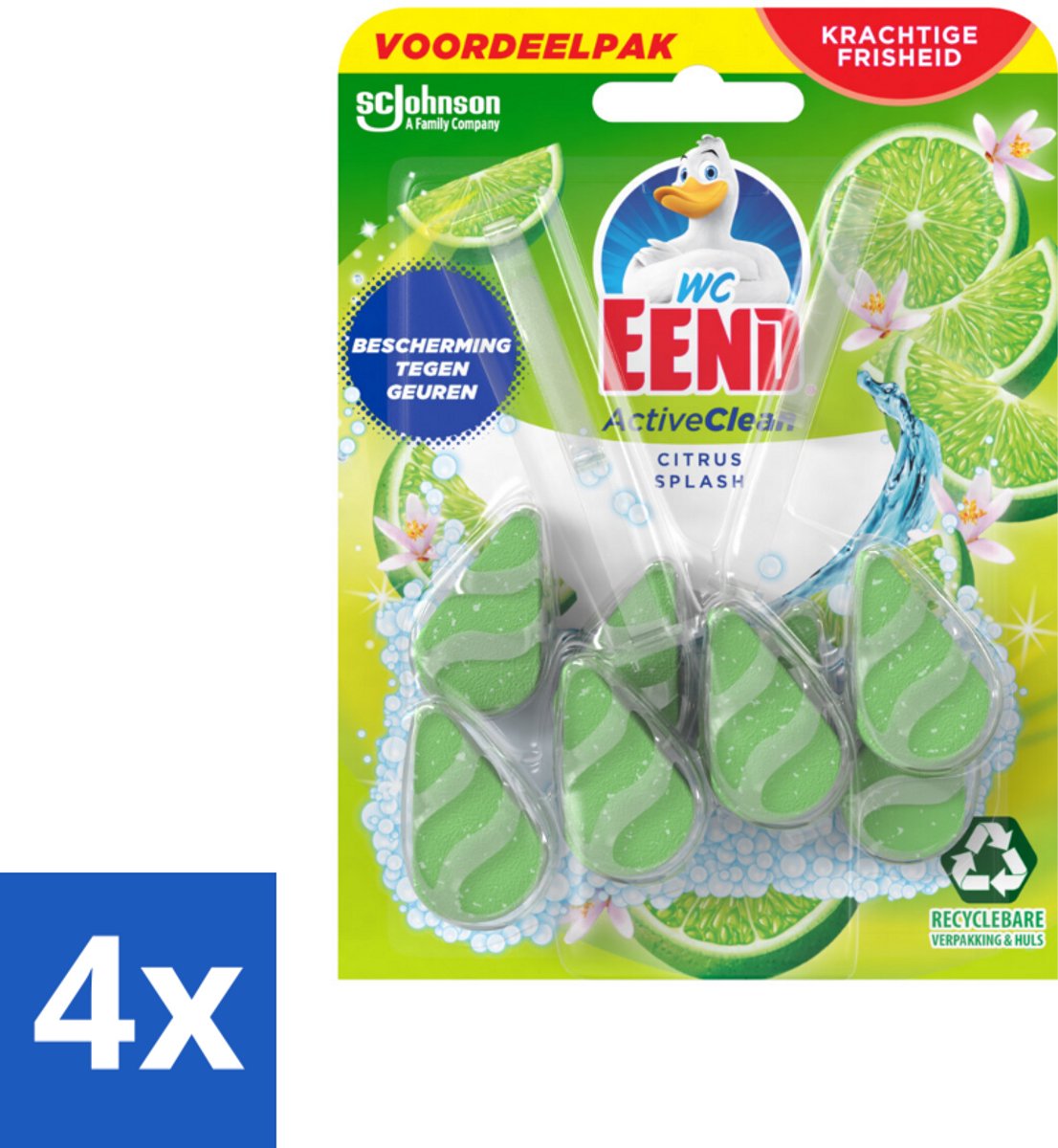 WC Eend - Active Clean Citrus - Toiletblok Duopack - Krachtige Citrusgeur - 2 Toiletblokken - Voordeelverpakking - 4 stuks