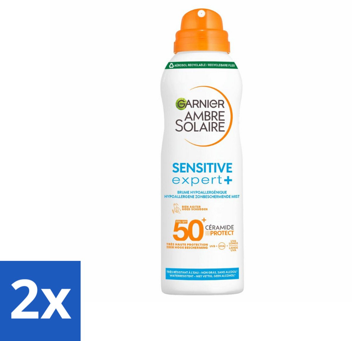 Garnier - Ambre Solaire - Mist Spray - Sensitive Expert+ - SPF 50+ - 150 ml - Voordeelverpakking - 2 stuks